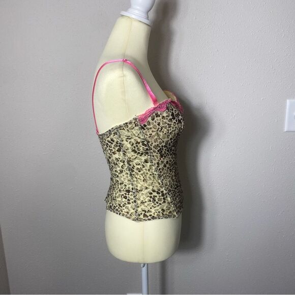 Women's Flirty Hot Pink Lace & Animal Print Coquette Corset Size Large - Picture 6 of 16